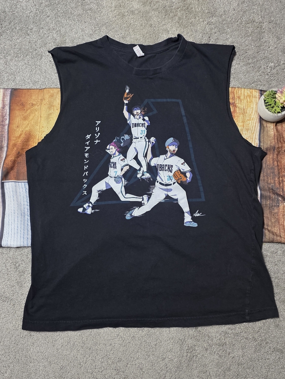 Arizona Diamondbacks Unique Anime Shirt with Sleeves Cut Off Size XL
